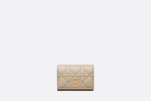Dior Caro XS Wallet • Sand-Colored Supple Cannage Calfskin