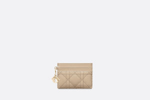 Lady Dior Five-Slot Card Holder • Sand-Colored Patent Cannage Calfskin