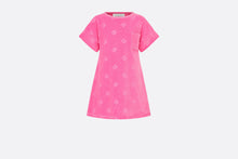 Load image into Gallery viewer, Kid&#39;s A-Line Dress • Fuchsia Pink Velvet Jersey Jacquard with &#39;CD&#39; Motif
