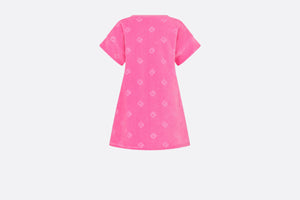 Kid's A-Line Dress • Fuchsia Pink Velvet Jersey Jacquard with 'CD' Motif