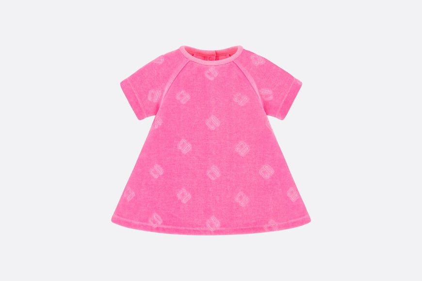 Baby A-Line Dress • Fuchsia Pink Velvet Jersey Jacquard with 'CD' Motif