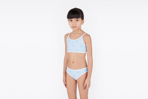 Kid's Two-Piece Swimsuit • Pale Blue 'CD' Technical Fabric