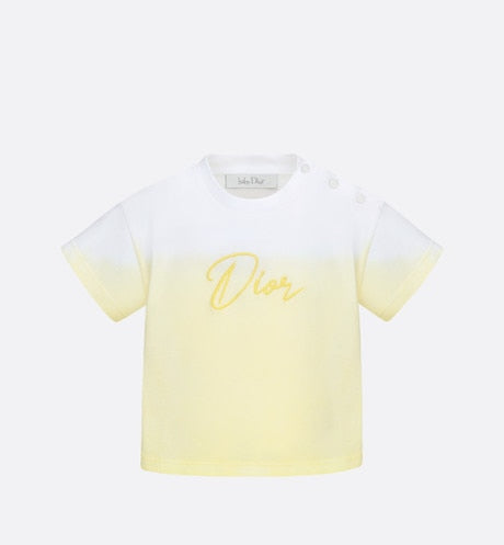 Baby T-Shirt • White Cotton Jersey with Yellow Dip-Dye