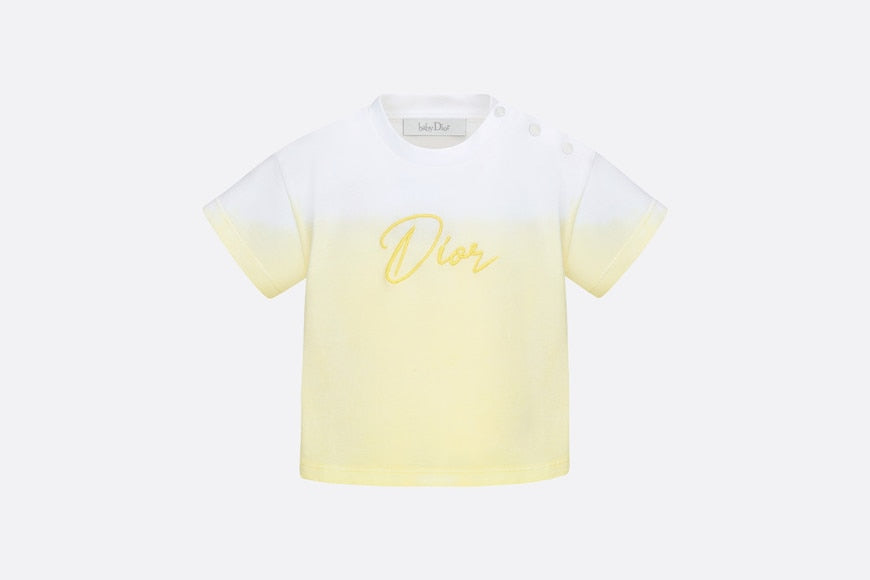 Baby T-Shirt • White Cotton Jersey with Yellow Dip-Dye