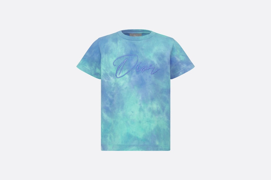 Kid's T-Shirt • Green and Blue Tie-Dye Cotton Jersey