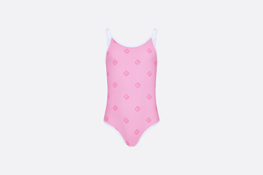 Kid's One-Piece Swimsuit • Pink 'CD' Printed Technical Fabric