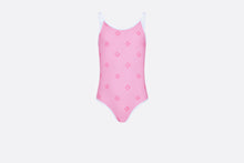 Load image into Gallery viewer, Kid&#39;s One-Piece Swimsuit • Pink &#39;CD&#39; Printed Technical Fabric
