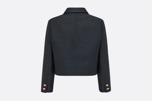 Cropped Jacket • Navy Blue Wool and Silk