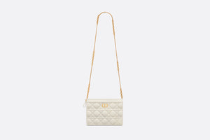 Dior Caro Zipped Pouch with Chain • Latte Supple Cannage Calfskin