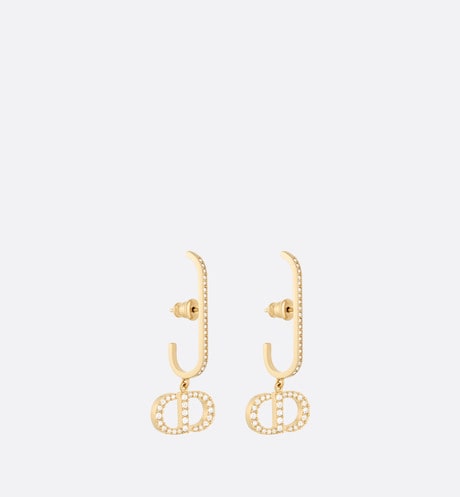 30 Montaigne Earrings • Gold-Finish Metal and White Crystals