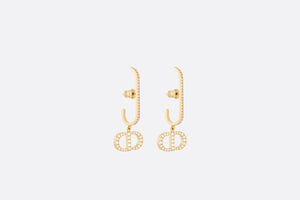 30 Montaigne Earrings • Gold-Finish Metal and White Crystals