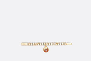 CACTUS JACK DIOR Chain Link Bracelet • Gold-Finish Brass with Orange Aventurine and White Mother-of-Pearl