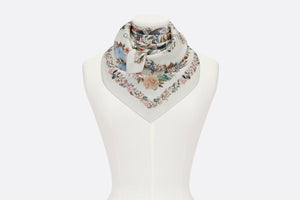 Dior Jardin d'Hiver 90 Square Scarf • White Multicolor Silk Twill