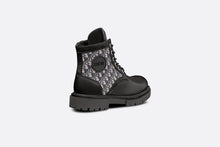 Load image into Gallery viewer, Kid&#39;s Dior Explorer Ankle Boot • Black Smooth Calfskin and Beige and Blue Dior Oblique Jacquard
