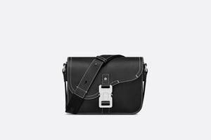 Mini Saddle Bag with Strap • Black Grained Calfskin