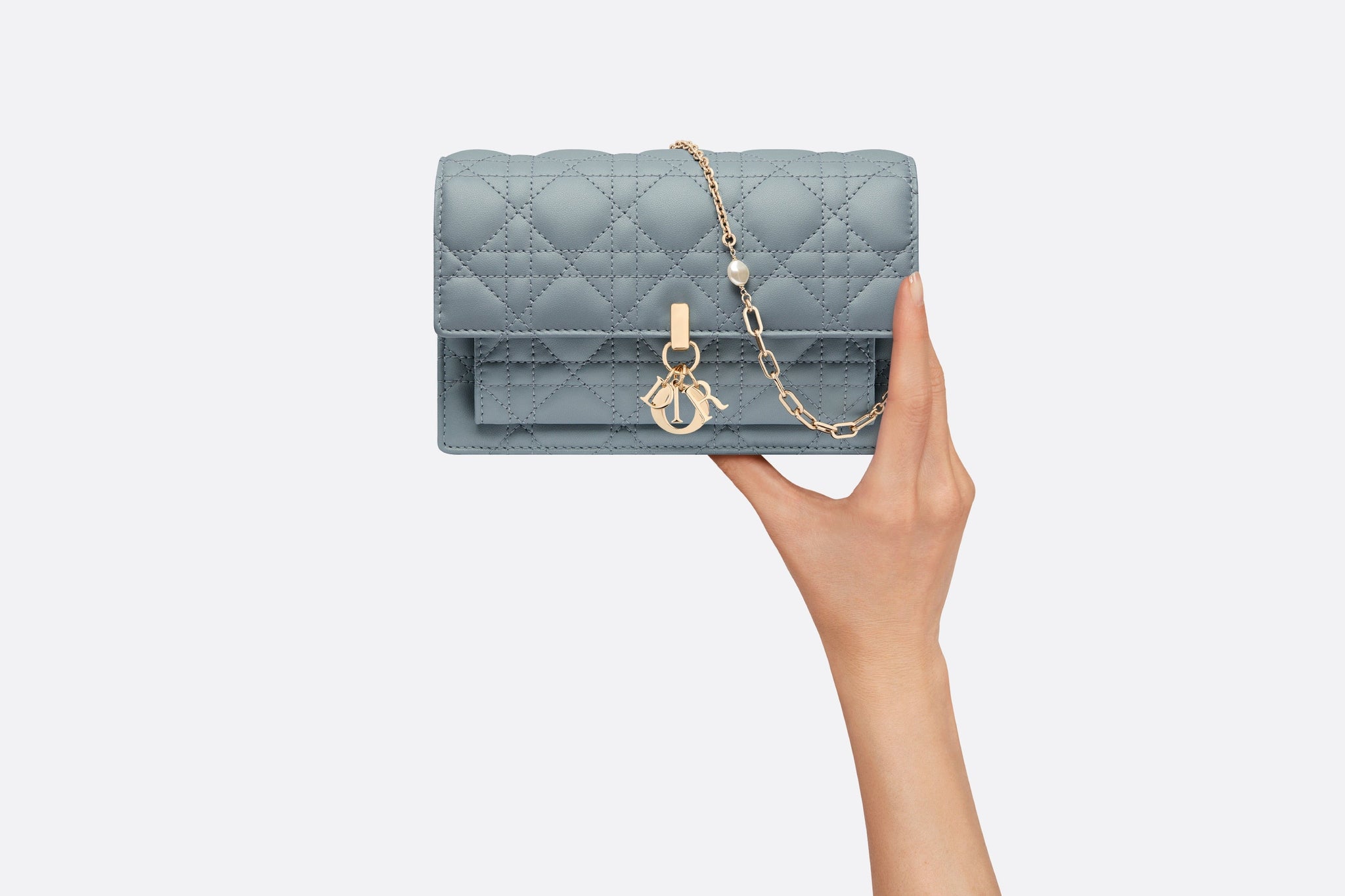 Lady Dior Pouch Cloud Blue Cannage Lambskin