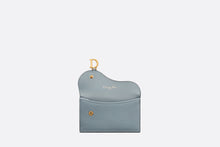 Load image into Gallery viewer, Saddle Flap Compact Zipped Card Holder • Cloud Blue Goatskin
