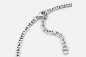 Dior Oblique Pendant Necklace • Silver-Finish Brass with Gray Crystals