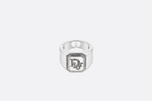 Load image into Gallery viewer, Dior Oblique Signet Ring • Silver-Finish Brass with Gray Crystals
