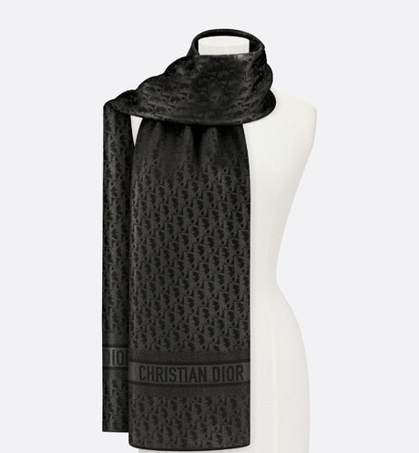 Dior Oblique Stole • Black Silk Crepe