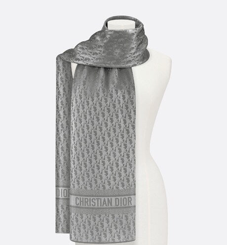Dior Oblique Stole • Gray Silk Crepe