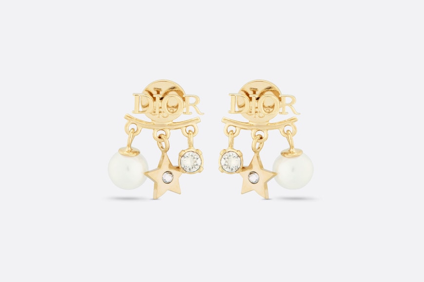 Dio(r)evolution Earrings • Gold-Finish Metal, White Resin Pearls and White Crystals