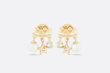 Load image into Gallery viewer, Dio(r)evolution Earrings • Gold-Finish Metal, White Resin Pearls and White Crystals

