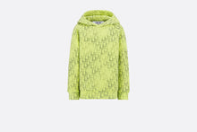 Load image into Gallery viewer, Kid&#39;s Hooded Sweatshirt • Anise Green Cotton Fleece with Gray Dior Oblique Pearl Motif
