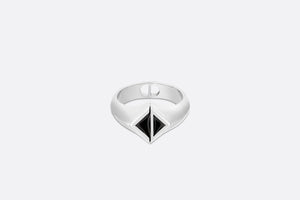 CD Diamond Ring • Silver-Finish Brass and Black Resin