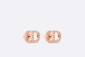 Petit CD Stud Earrings • Pink-Finish Metal and Pink Crystals