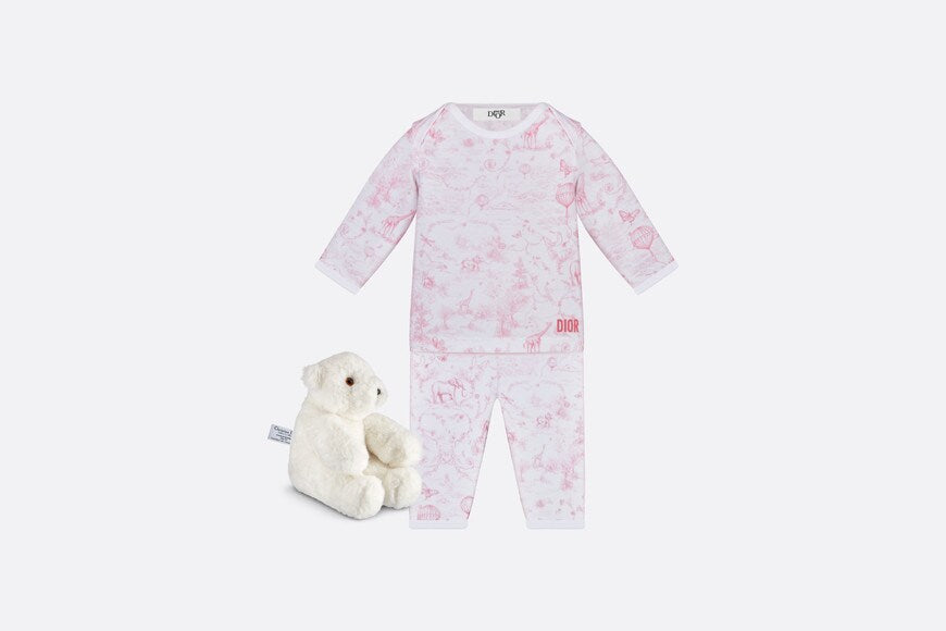Newborn Gift Set • Ivory Cotton Jersey Printed with Pale Pink Toile de Jouy