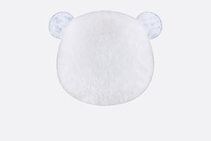 Bear Head Stuffed Toy • Ivory Faux Fur and Cotton Jersey Printed with Gray Toile de Jouy