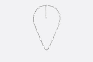 CD Diamond Thin Chain Link Necklace • Silver-Finish Brass and Black Resin