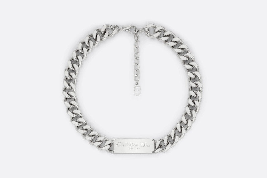 Christian Dior Couture Chain Link Necklace • Silver-Finish Brass