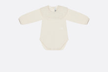 Load image into Gallery viewer, Baby Long-Sleeved Onesie • Ivory Jersey and Cotton Voile with Gold-Tone Cannage
