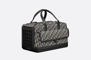 Dior Hit The Road Pet Carrier Bag • Beige and Black Dior Oblique Jacquard and Black Smooth Calfskin