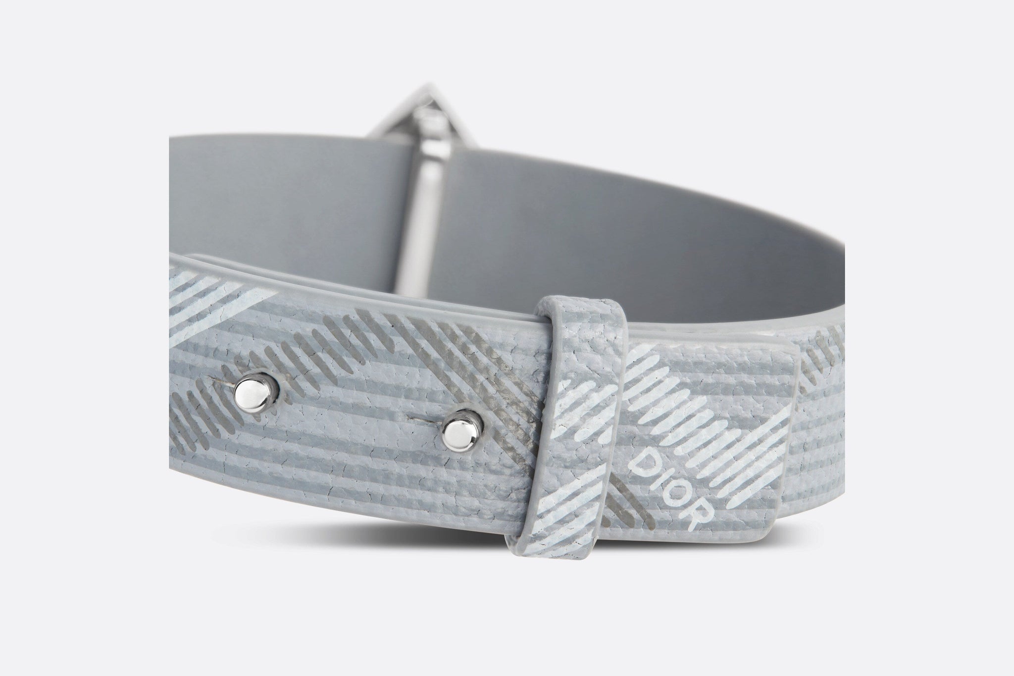 Dior - CD Icon Braided Leather Bracelet Gray Calfskin and Silver-finish Brass - Size L - Men