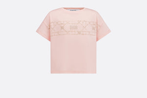 Kid's T-Shirt • Pale Pink Cotton Jersey with Pale Gold-Tone Cannage Motif