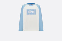 Load image into Gallery viewer, Kid&#39;s Long-Sleeved T-Shirt • Ivory and Sky Blue Cotton Jersey
