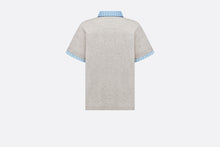 Load image into Gallery viewer, Kid&#39;s Polo Shirt • Heathered Gray Cotton Jersey and White Cotton Poplin with Sky Blue Stripes
