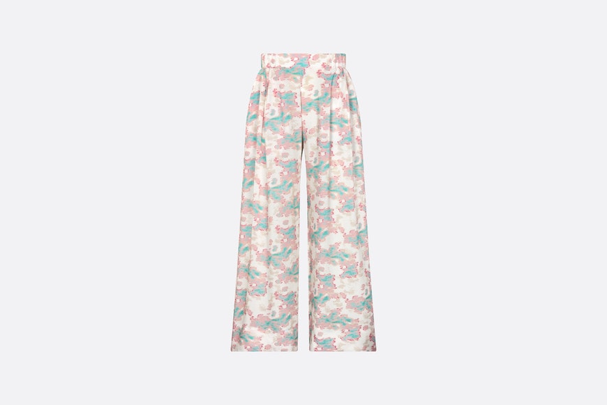 Kid's Loose Pants • Ivory Technical Voile with Pink and Turquoise Floral Print