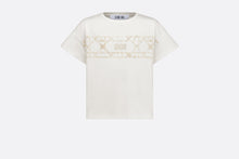 Load image into Gallery viewer, Kid&#39;s T-Shirt • Ivory Cotton Jersey with Pale Gold-Tone Cannage Motif
