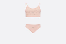 Load image into Gallery viewer, Kid&#39;s Two-Piece Swimsuit • Pale Pink Technical Fabric with Pale Gold-Tone Cannage Motif

