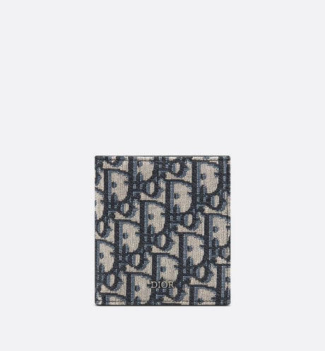 Compact Vertical Wallet • Beige and Black Dior Oblique Jacquard