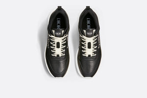 B25 Runner Sneaker • Black Smooth Calfskin and Beige and Black Dior Oblique Jacquard