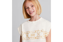 Load image into Gallery viewer, Kid&#39;s Sleeveless Cropped T-Shirt • Ivory Cotton-Blend Fleece with Pale Gold-Tone Cannage Motif
