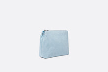 Load image into Gallery viewer, Zipped Pouch • Sky Blue Cannage Cotton Canvas
