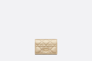 Dior Or Dior Caro XS Wallet • Iridescent Metallic Gold-Tone Cannage Lambskin