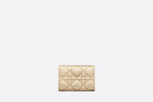 Dior Or Dior Caro XS Wallet • Iridescent Metallic Gold-Tone Cannage Lambskin