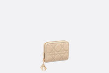 Load image into Gallery viewer, Small Lady Dior Voyageur Coin Purse • Sand-Colored Cannage Lambskin
